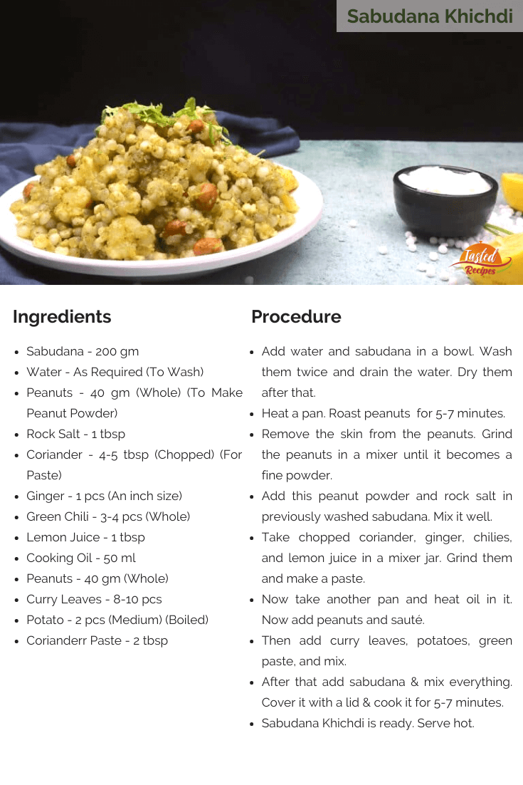 Sabudana Khichdi Recipe Card