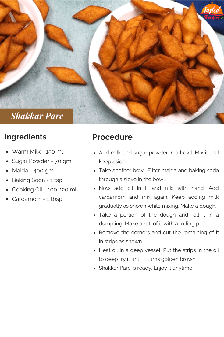 Shakkar Pare Recipe Card