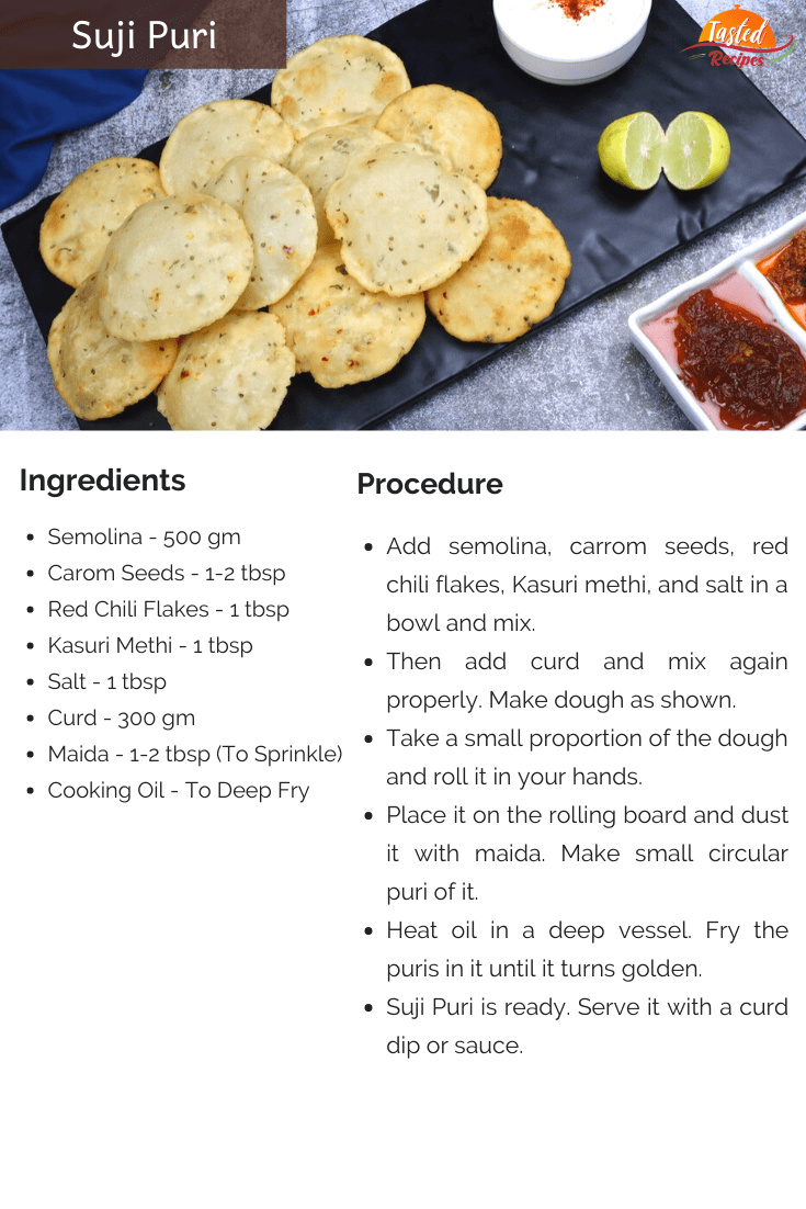 Suji Puri Recipe Card