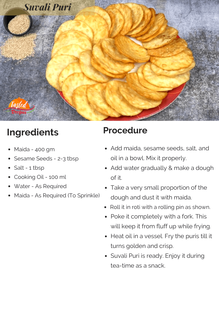 Suvali Puri Recipe Card