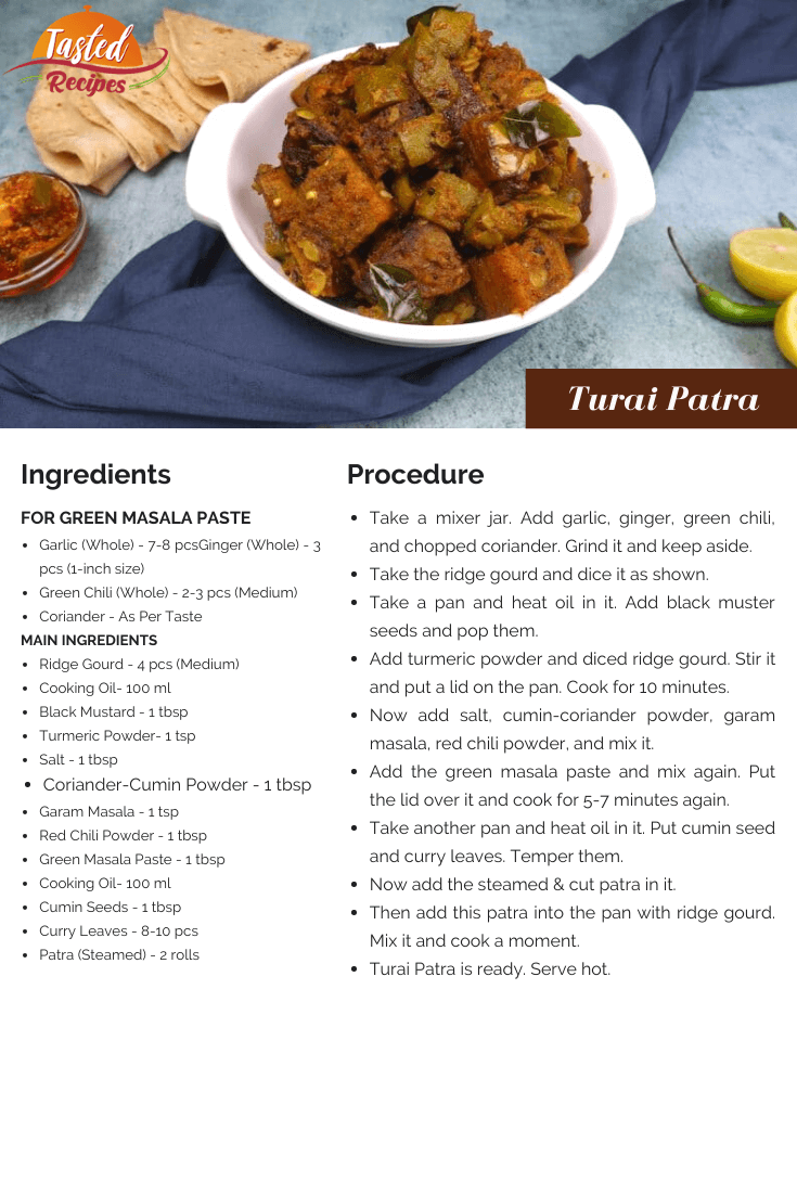 Turiya Patra Recipe Card