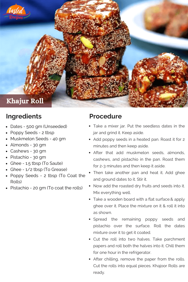 Khajoor Roll Recipe Card