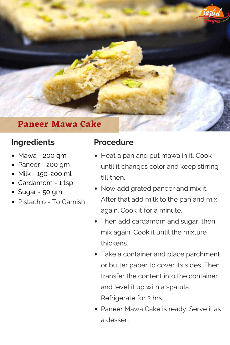 Paneer Mawa Cake Recipe Cake