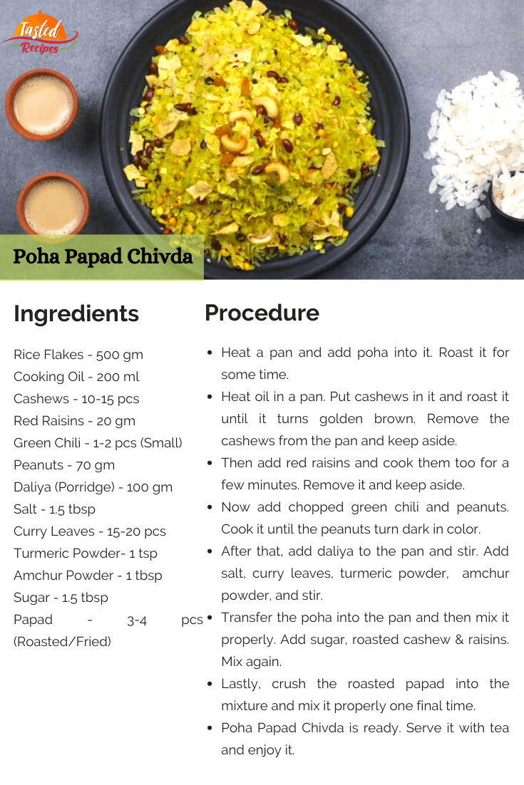 Poha Papad Chivda Recipe Card
