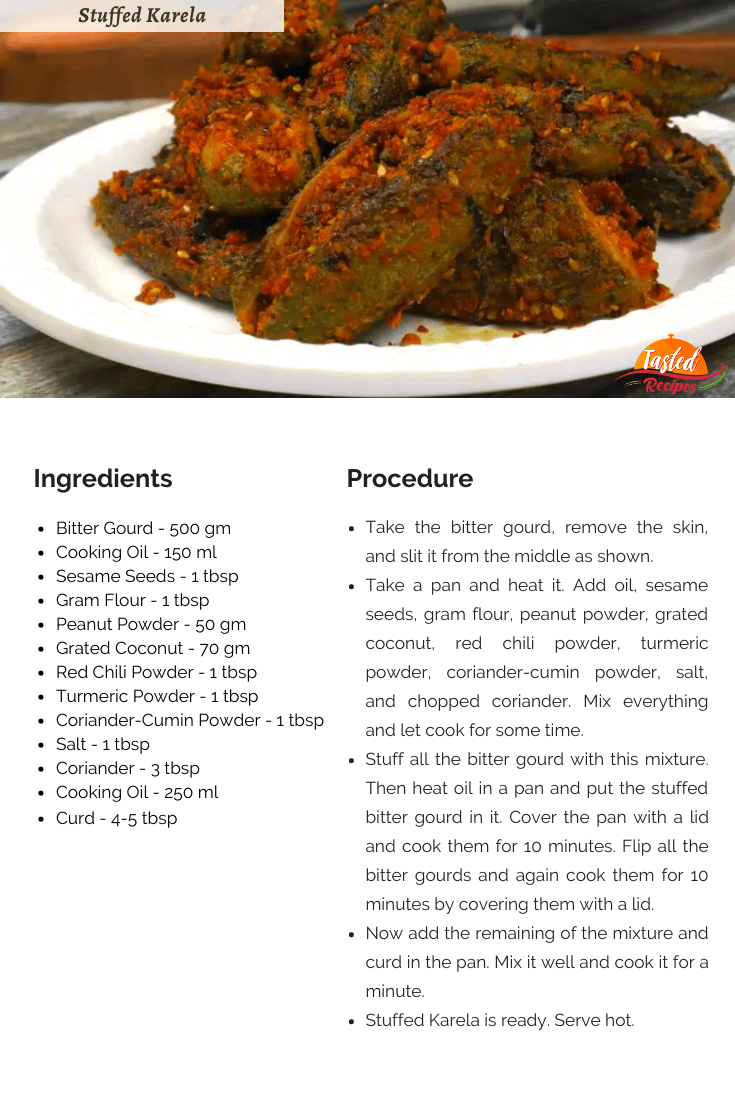Stuffed Karela Recipe Card