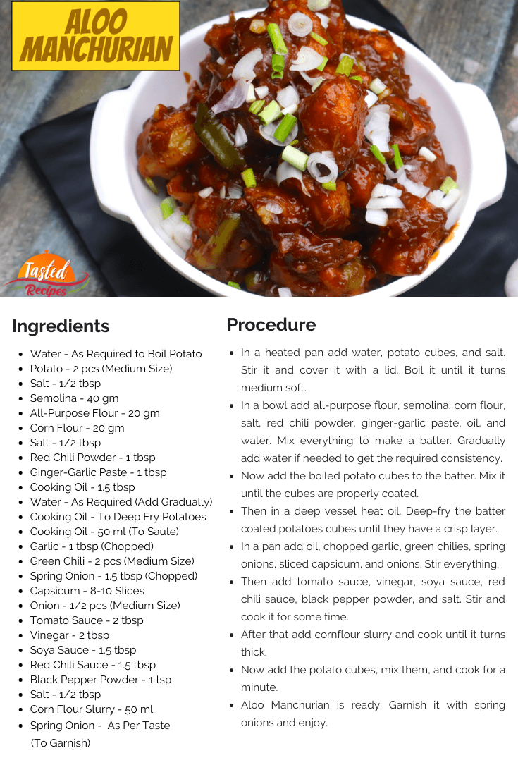 Aloo Manchurian Recipe Card