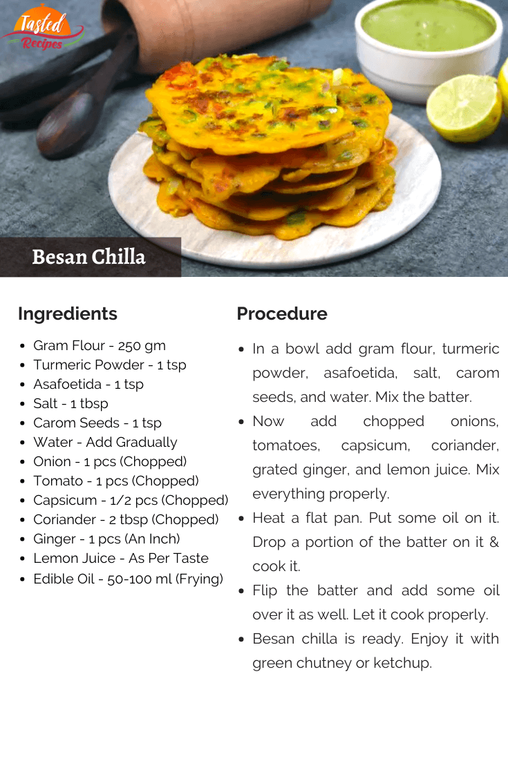 Besan Chilla Recipe Card