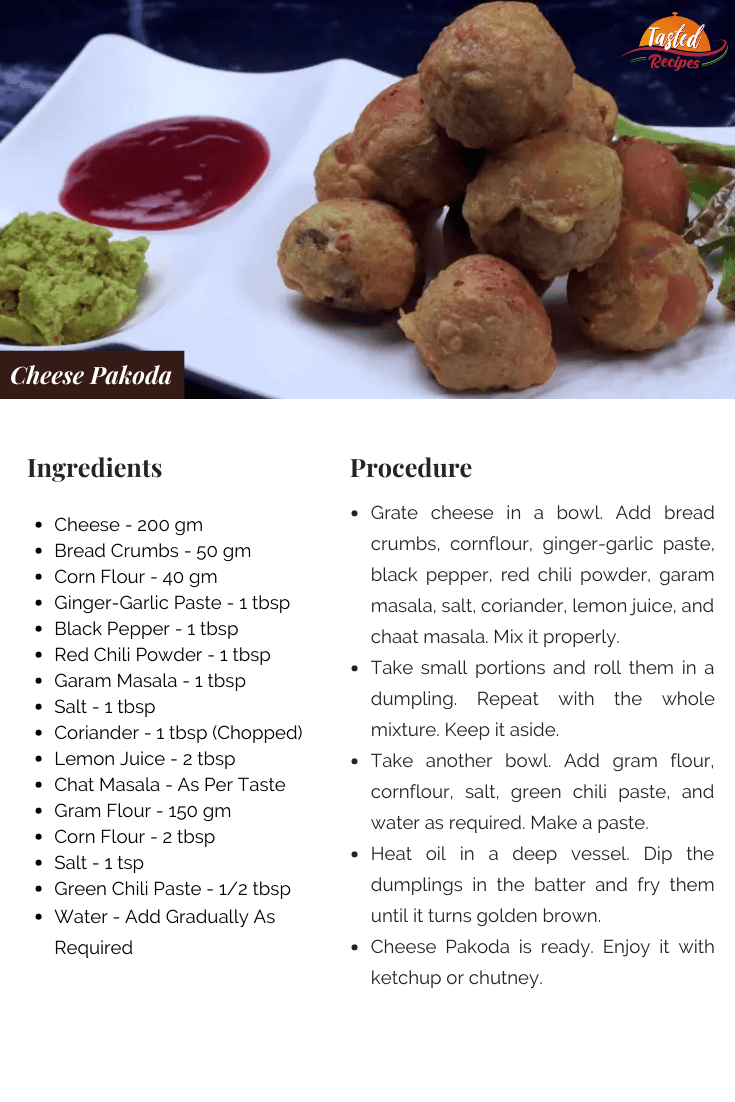 Cheese Pakoda Recipe Card