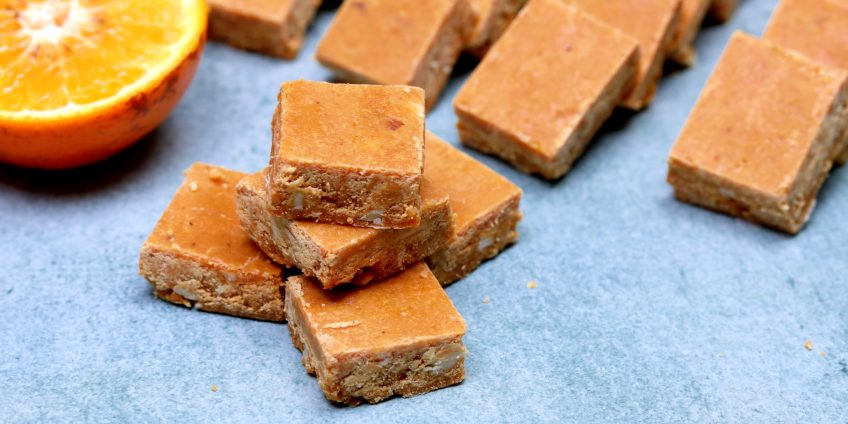 orange burfi with milk powder