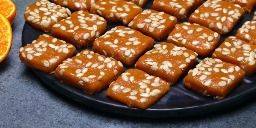 orange mawa burfi