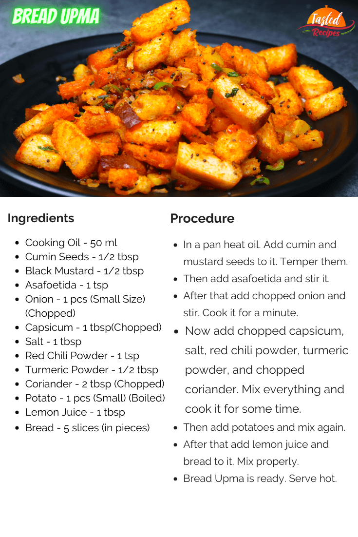 Bread Upma Recipe Card