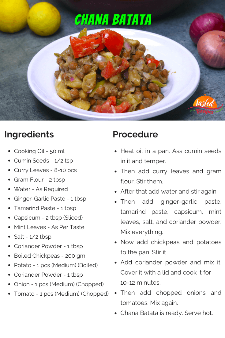Chana Batata Recipe Card