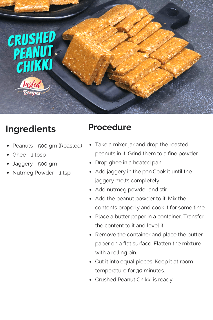 Crushed Peanut Chikki Recipe Card