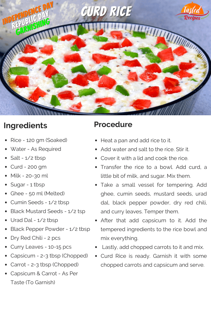 Curd Rice Recipe Card