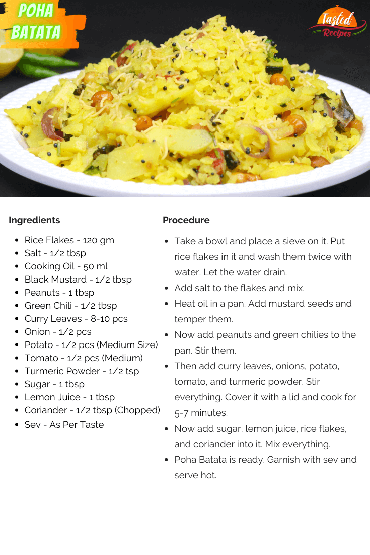 Poha Batata Recipe Card