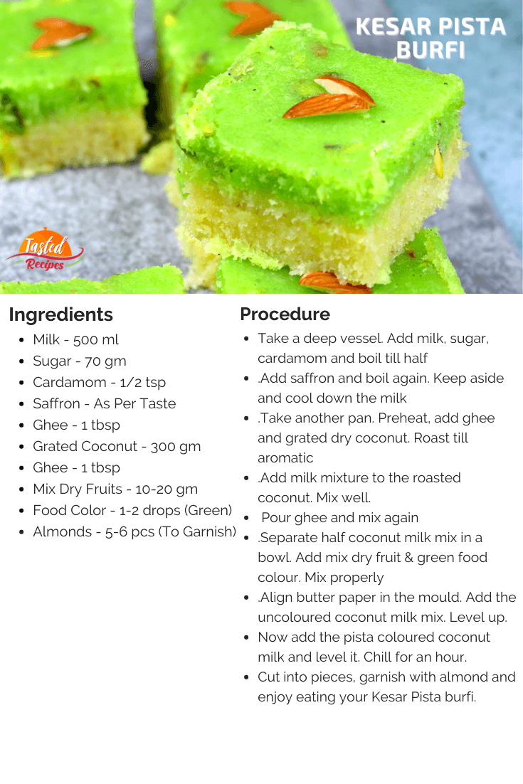 Kesar Pista Burfi Recipe-card
