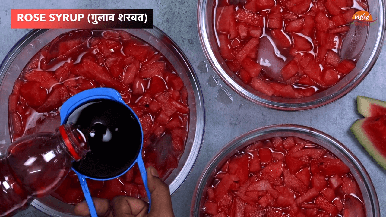 watermelon juice with rose syrup step-5