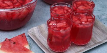 Watermelon Juice with Rose Syrup