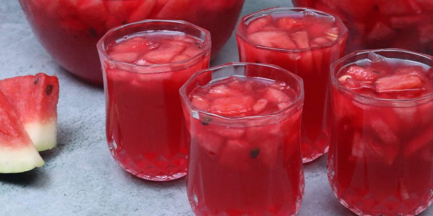 watermelon juice with rose syrup