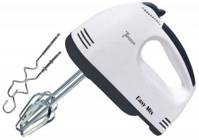 DHE Balaji Super Speed Beater for Cake Making, Egg Beating, Cream Whipping for Cakes with Base 7 Speed Control and 2 Stainless Steel Beaters, 2 Dough Hooks