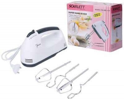 Scarlett Electric 7 Speed Hand Mixer with 4 Pieces Stainless Blender, Bitter for Cake Cream Mix, Food Blender, Beater for Kitchen Beater for Cake