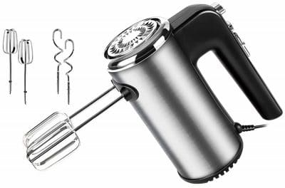 Skytone 300-Watt Hand Mixer Beater Blender Electric Cream Maker for Cakes with Base 5 Speed Control 2 Stainless Steel Beaters 2 Dough Hooks With Stand (Mediam)