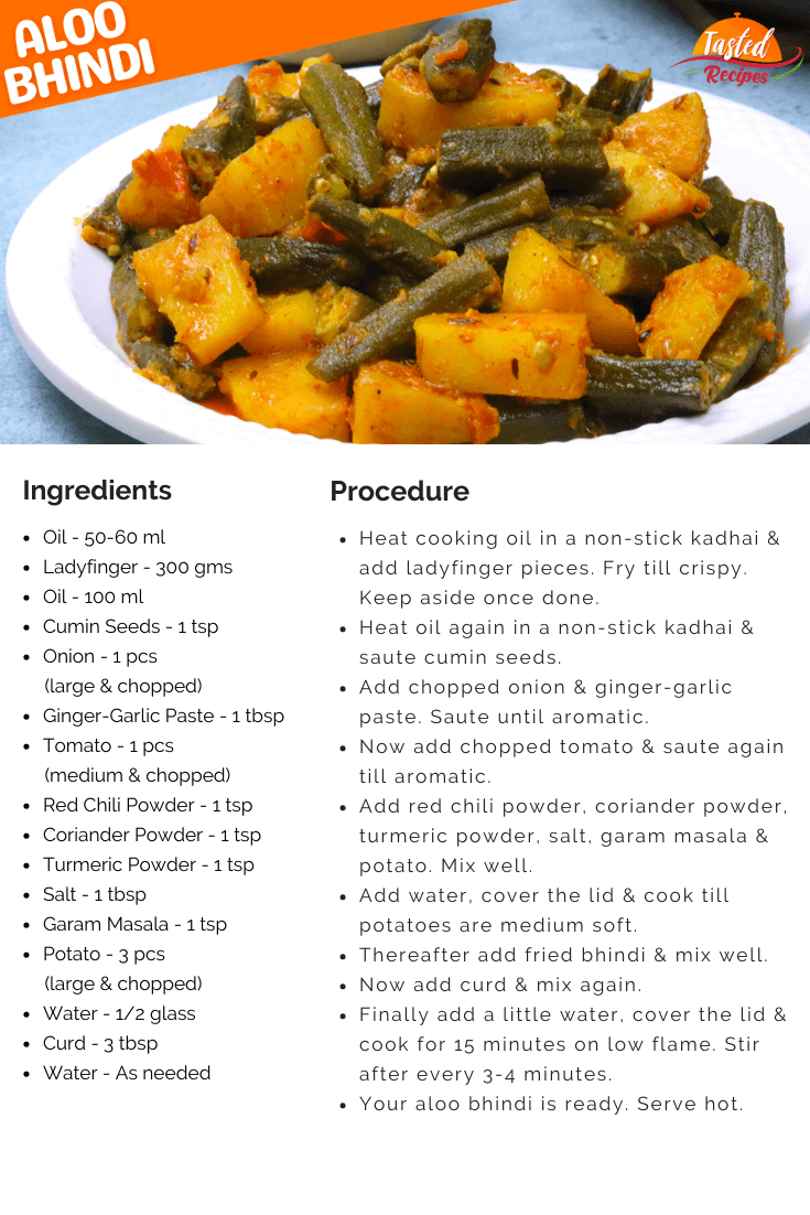 Aloo Bhindi Recipe Card