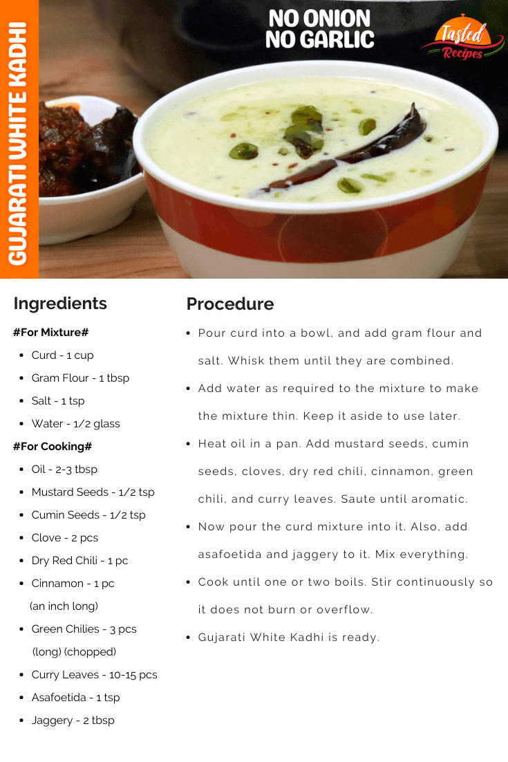 Gujarati White Kadhi Recipe Card