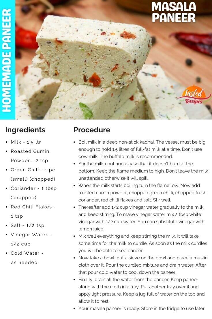 Homemade Masala Paneer Recipe Card