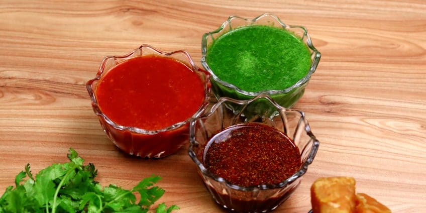 Red Chutney, Green Chutney, Meethi Chutney for Chaat
