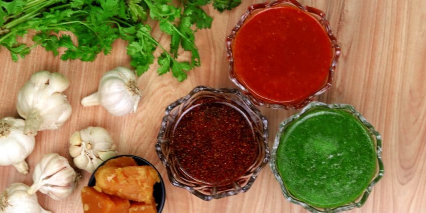 Red Chutney, Green Chutney, Meethi Chutney for Chaat