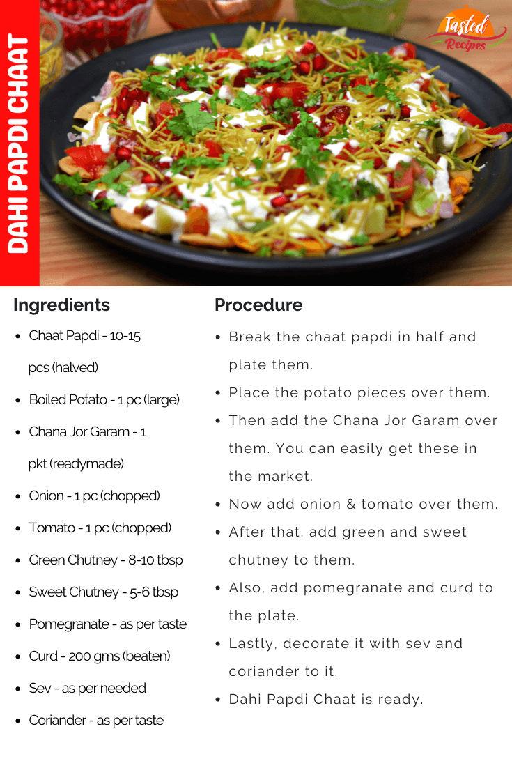Dahi Papdi Chaat Recipe Card