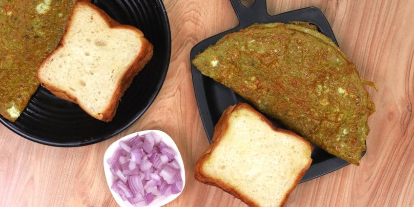 Indian Masala Egg Omellete With Green Chilli Paste