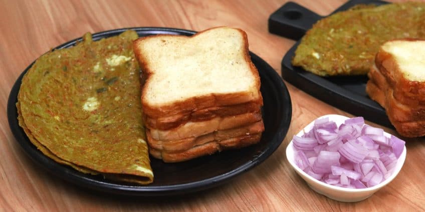 Indian Masala Egg Omellete With Green Chilli Paste