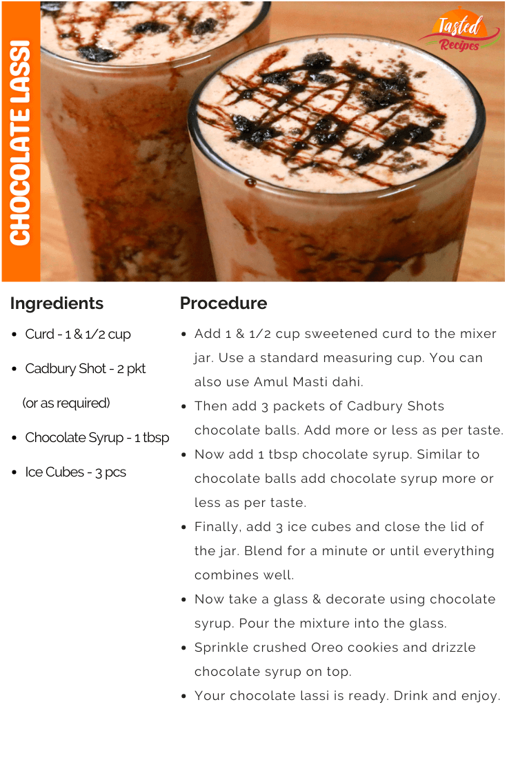 Chocolate Lassi Recipe Card