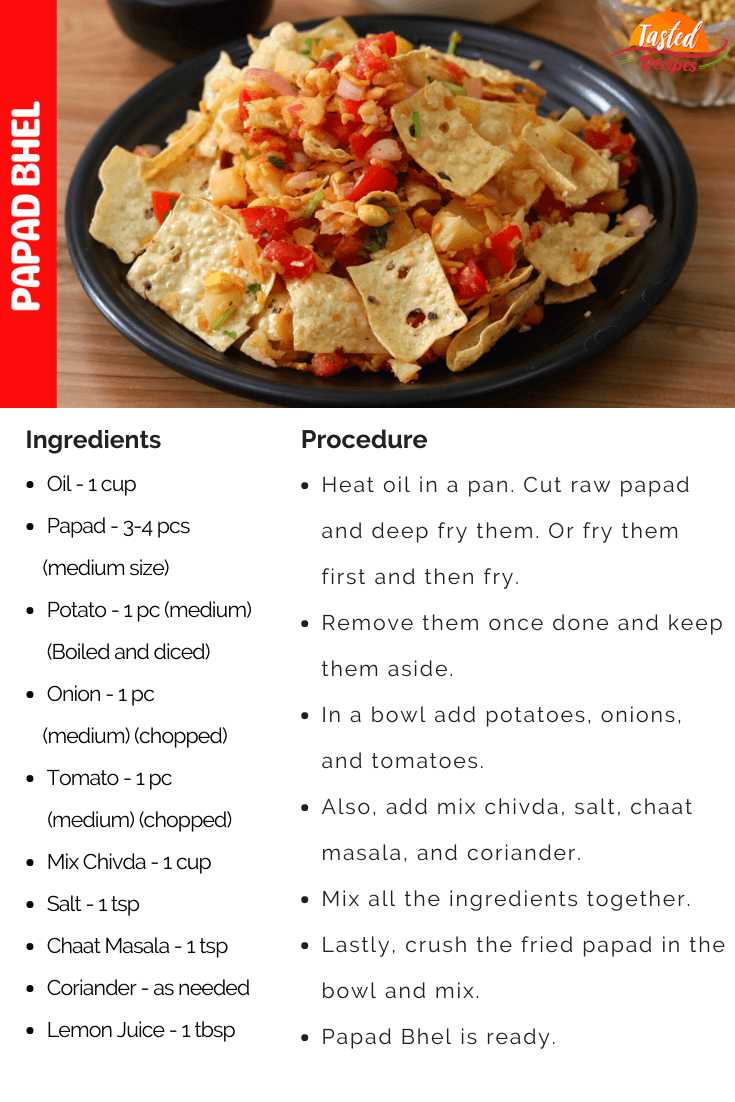 Papad Bhel Recipe Card