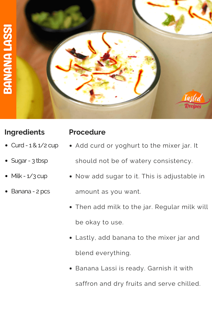 Banana Lassi Recipe Card