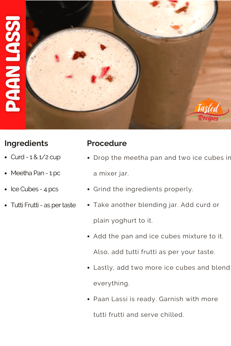 Paan Lassi Recipe Card