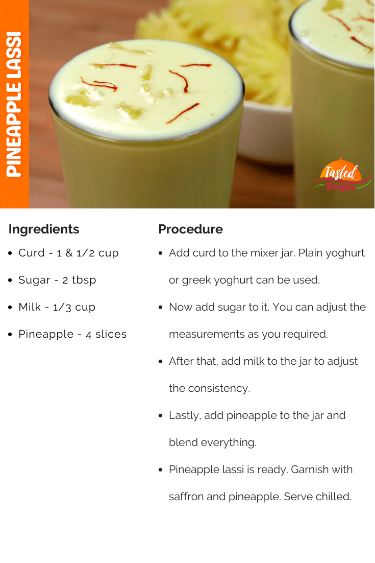 Pineapple Lassi Recipe Card
