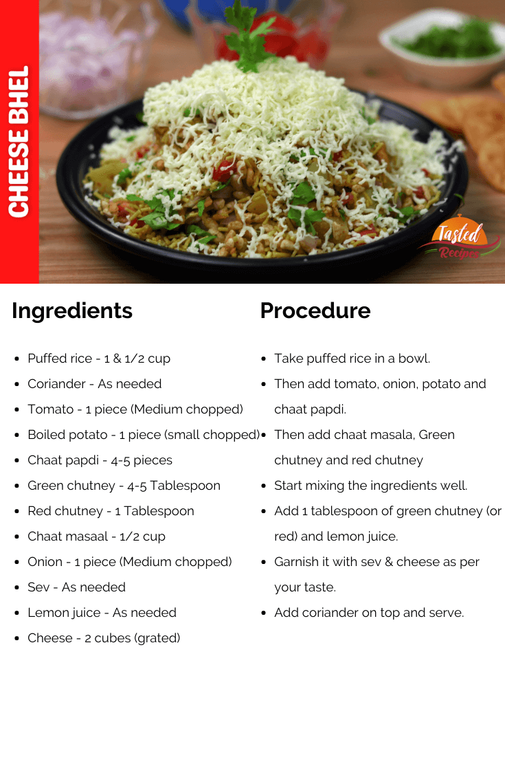 Cheese bhel recipe card